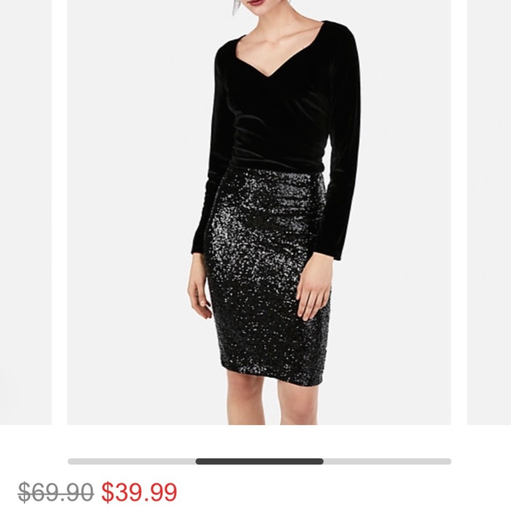 High waisted sequin pencil skirt